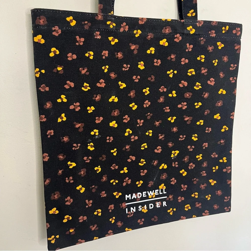 Madewell Insider Black Floral Canvas Tote Bag